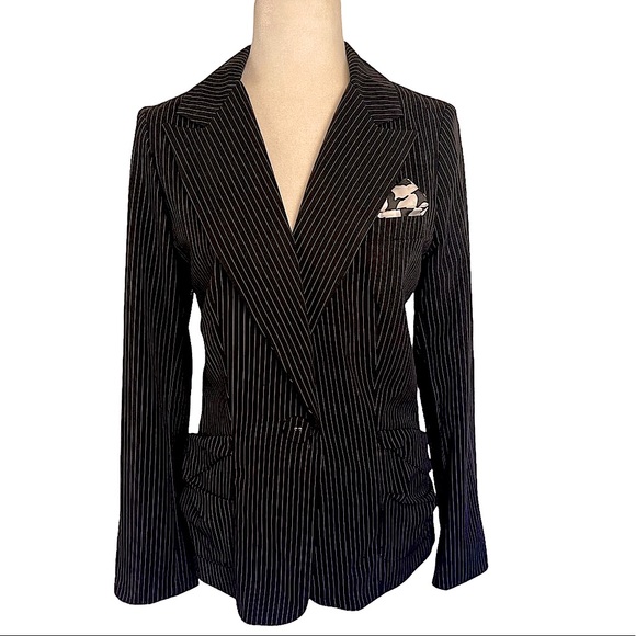 Alberto Makali Pinstripe Jacket Black Size 8 - Picture 2 of 10